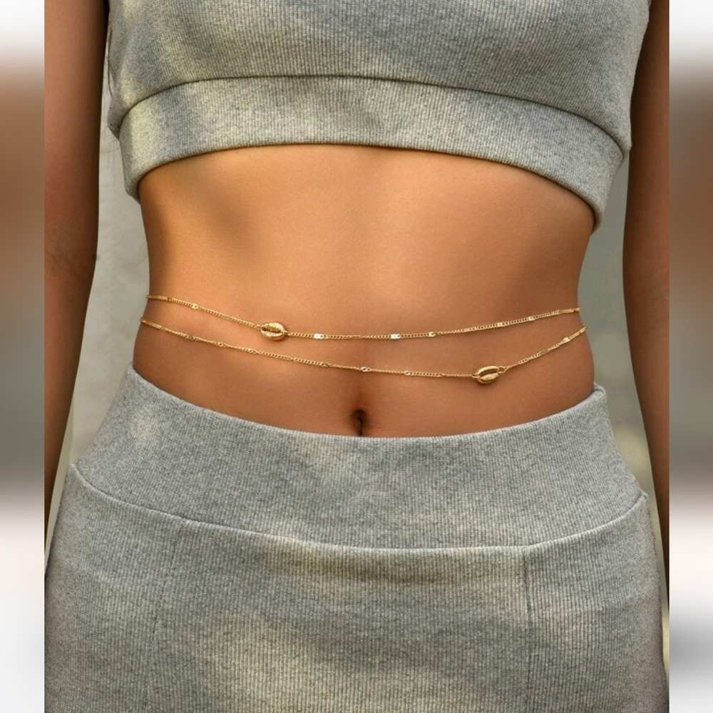 NWT, Gold Shell Waist Chain Body Jewelry